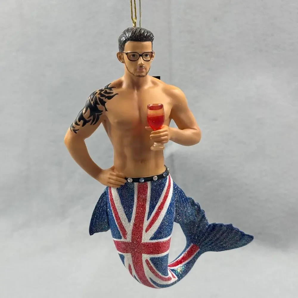 December Diamonds Union Jack Merman Ornament 55-55014 2016 Boxed UK Flag Retired